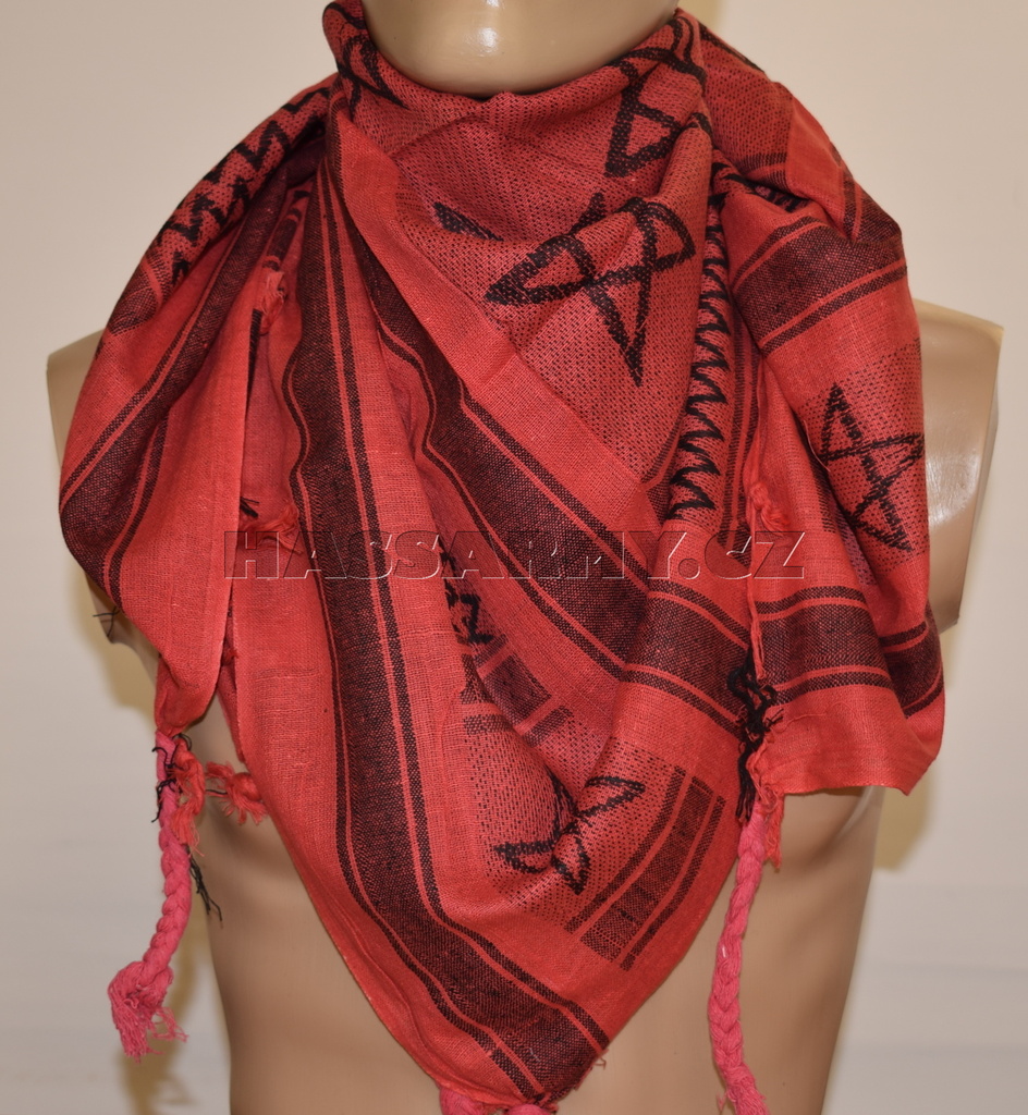 Šátek Shemag Pentagram červený