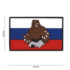 Nášivka Vlajka ruská s medvědem PVC