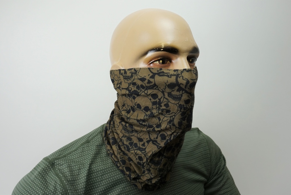 Šátek multifunkční s lebkami zelený