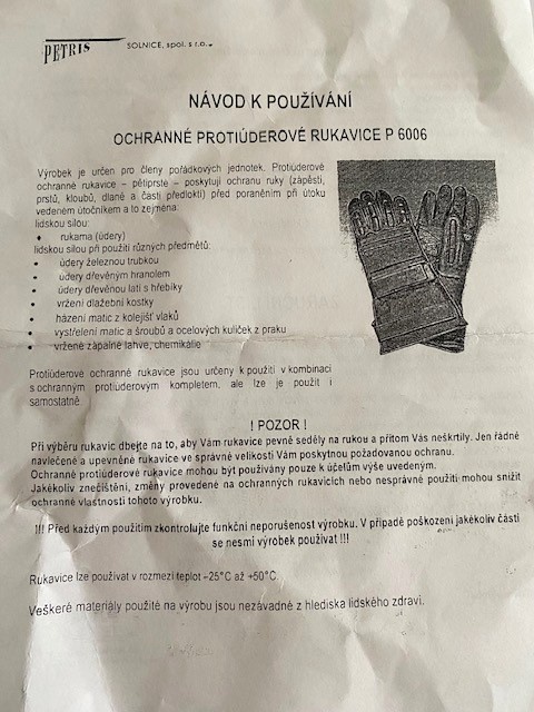 Rukavice protiúderové PETRIS nové