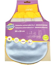 Mikrovlákno rukavice 3 v 1 -hrubá špína,okna, leštění;28x20 cm; mix barev