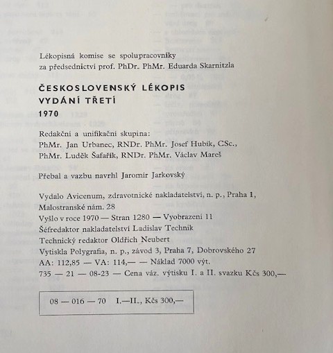 Československý lékopis 1. a 2. svazek 1970
