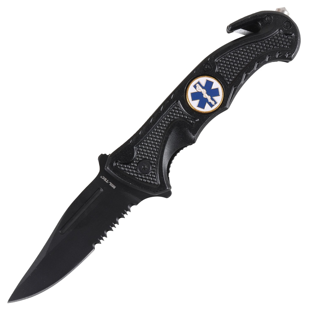 Nůž zav. s klipsnou a řezákem RESCUE černý