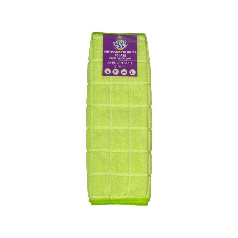 Mikrovlákno SQUARE 3 ks; 30x30 cm; 250 g; mix barev